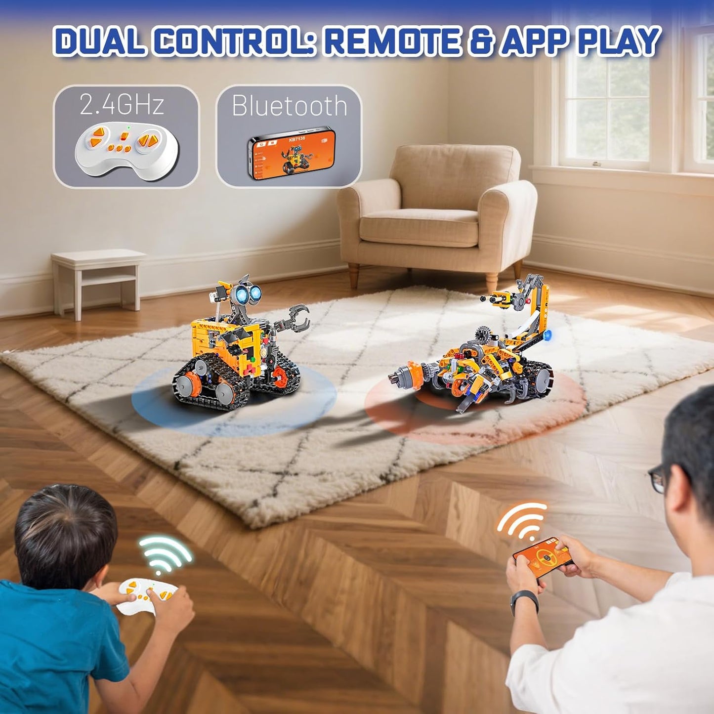 Robot Building Kit for Kids and Adults, 4-in-1 Rechargeable RC Robotics Kit with Remote & App Control, STEM Coding Toys & Science Projects, Birthday Gifts for Boys Ages 8-12+ (588 Pcs)