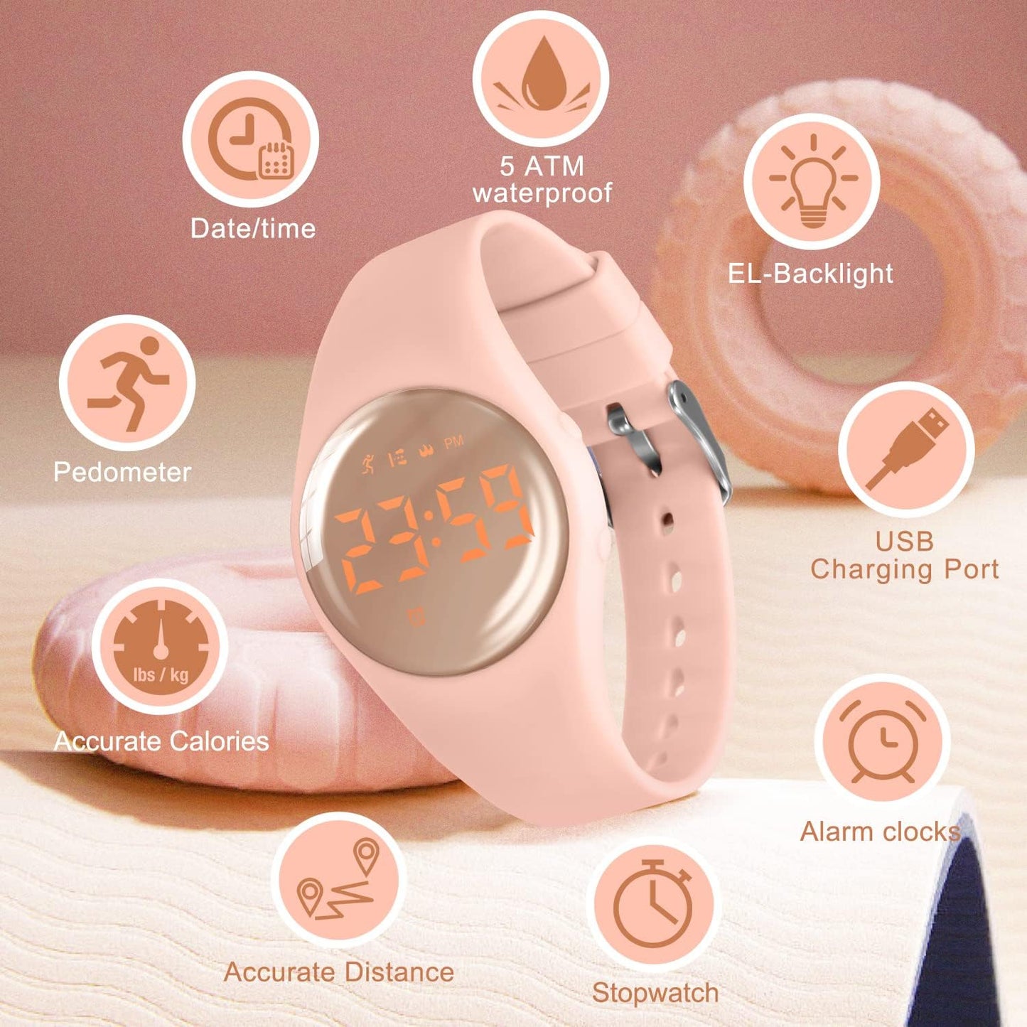Kids Watches for Girls Boys Digital Sport Watch with Step Counter Pedometer Vibration Alarm Clock, No App Waterproof Fitness Tracker Kids Watch Boys Girls Teens Students Ages 5-16
