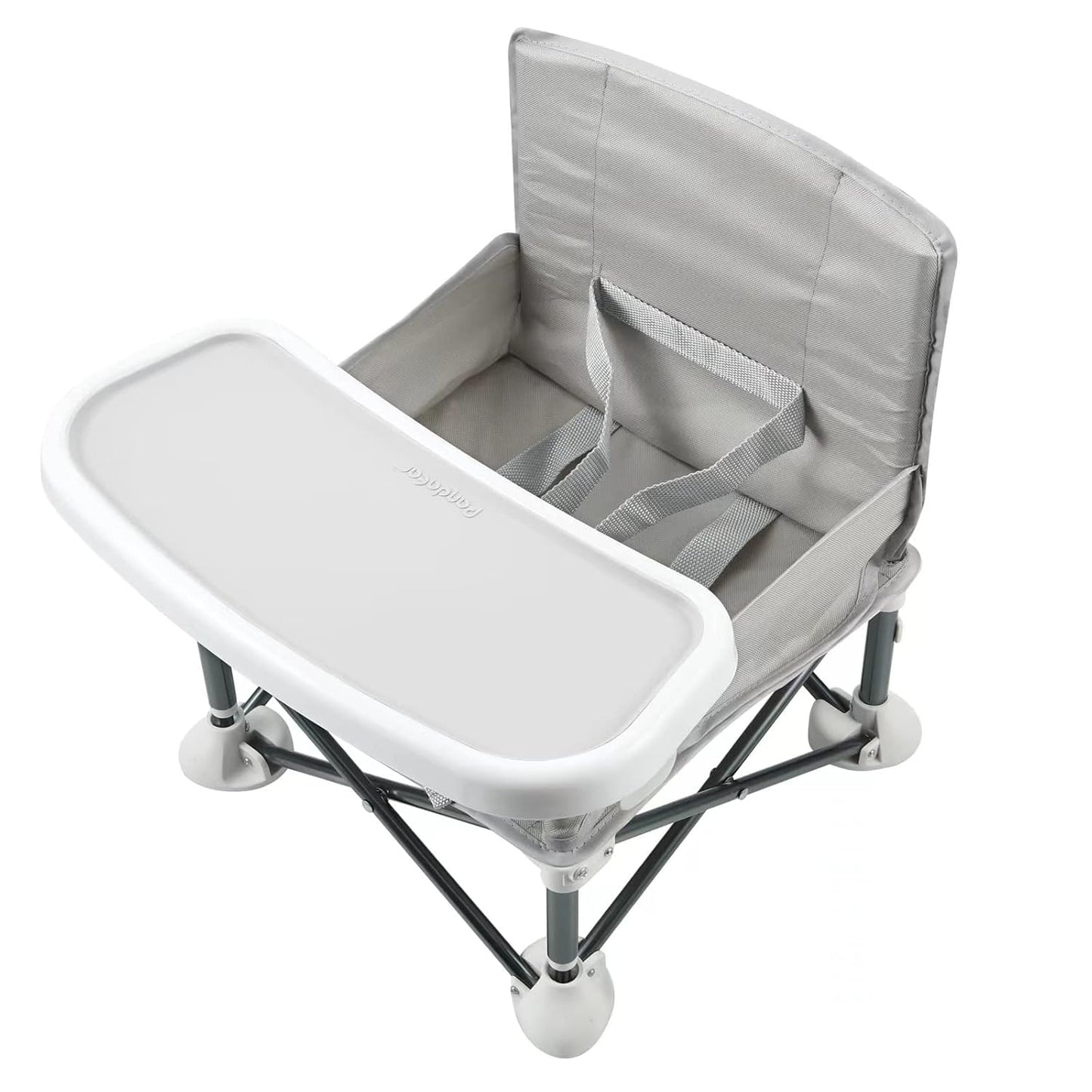 PandaEar Portable Baby Seat Travel| Compact Fold with Straps for Indoor/Outdoor Use| Great for Camping, Beach, Lawn |Toddlers, Kids, Boys, Girls (Grey with Placemat)
