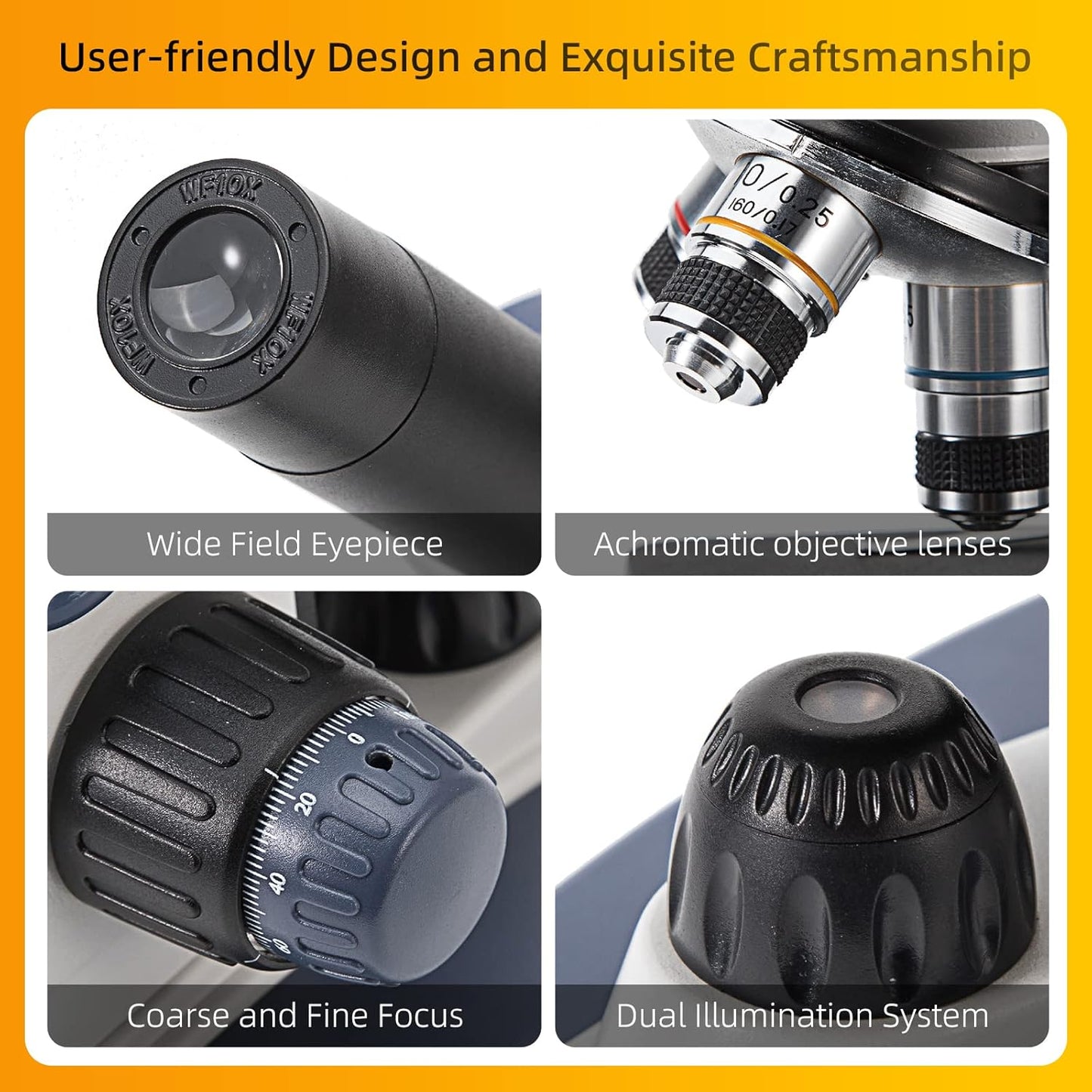 SWIFT Compound Monocular Microscope SW200DL with 40X-1000X Magnification, Dual Light, Precision Fine Focus, Wide-Field 25X Eyepiece and Cordless Capability for Student Beginner