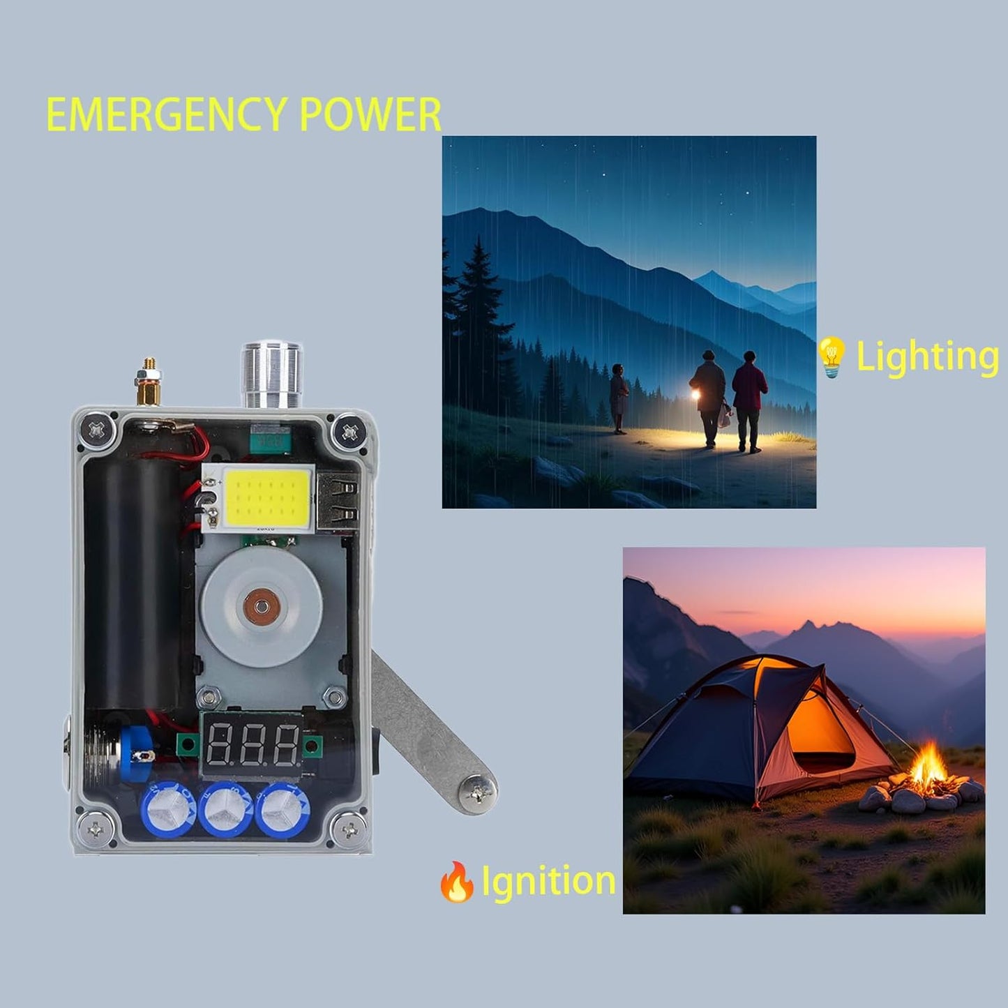 Gikfun DIY Hand Crank Generator Kit - Portable Survival Lighting Kit with COB Light and Lighter for Camping, Hiking, Blackouts - Compact Survival Gear for Outdoor and Home Backup GK1031