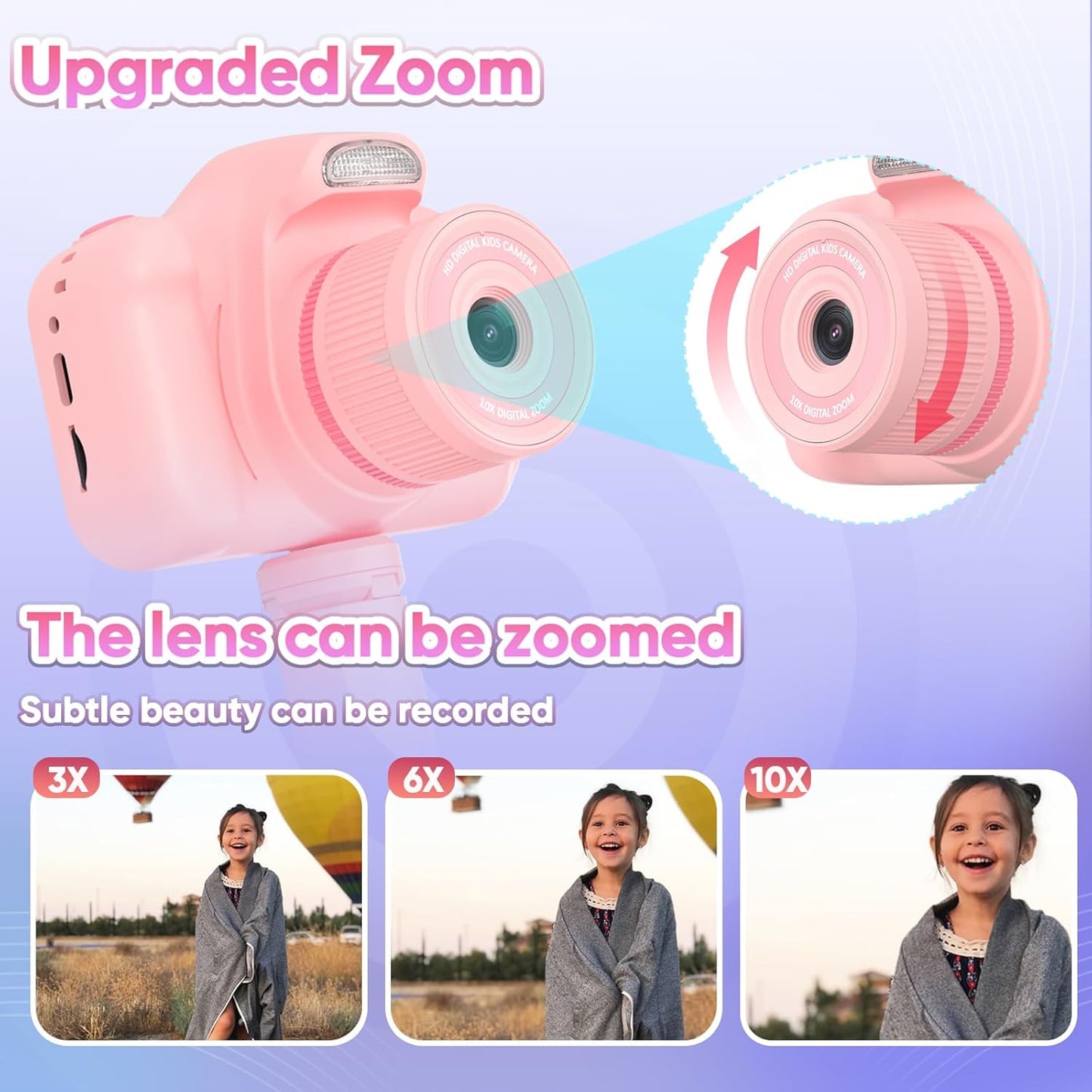 Seckton Upgrade Kids Selfie Camera, Birthday Gifts for 5 6 7 8 9 10 Year Old Girls, HD Digital Cameras for Kids with Flash, 2.4" Portable Camera Toys for 3-12 Year Old Girls-Pink