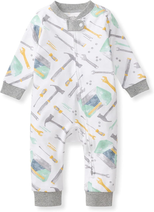 Burt's Bees Baby baby-boys Sleep and Play Pjs, 100% Organic Cotton One-piece Zip Front Footless Romper Jumpsuit Pajamas