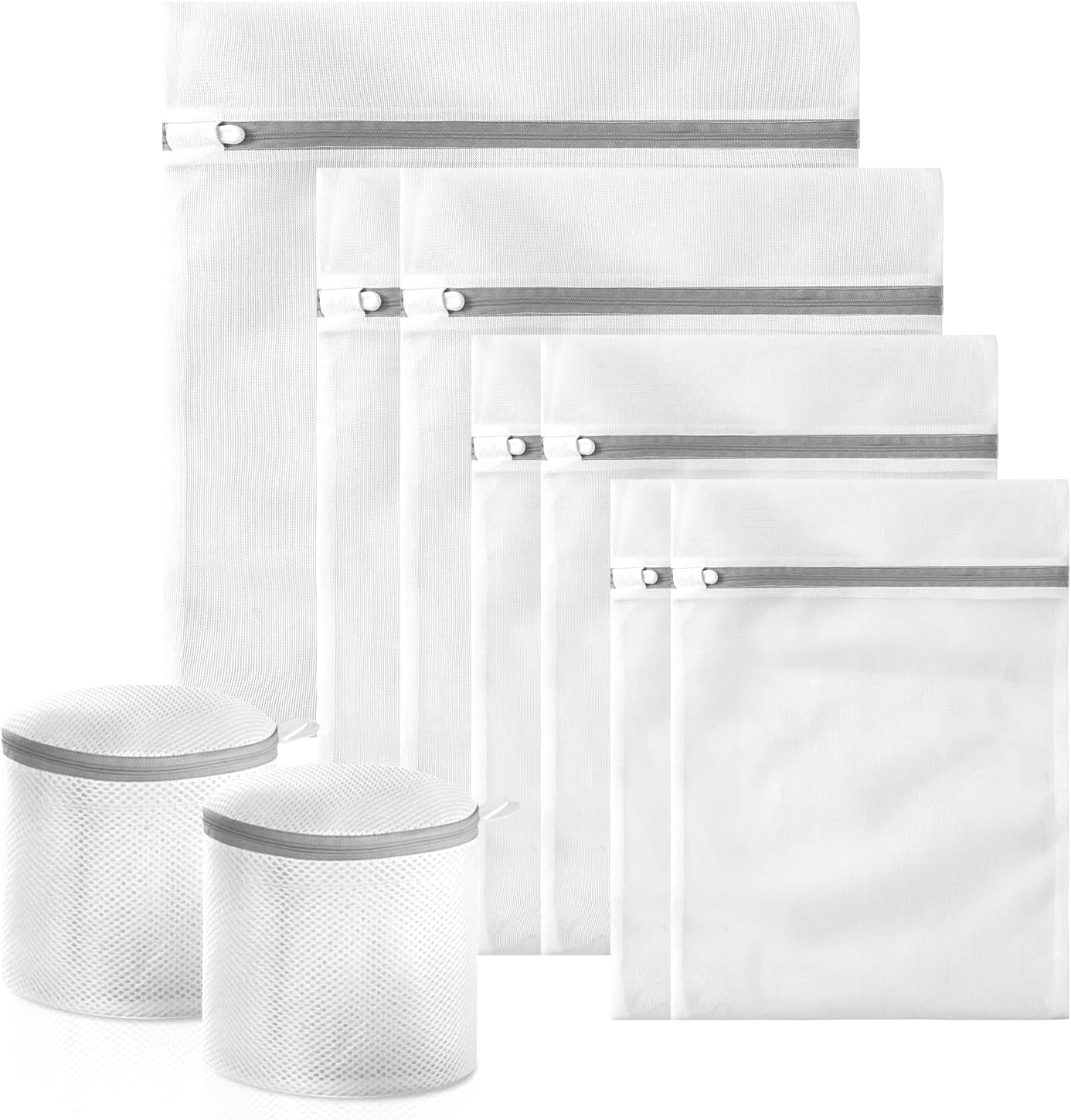 Mesh Bra Bags for Laundry(9 Pack) by MDSXO, White Lingerie Bags for Washing Delicates,Baby Laundry,Sock,Travel Storage[1XXL/2XL/3L/2M/2bra bags]