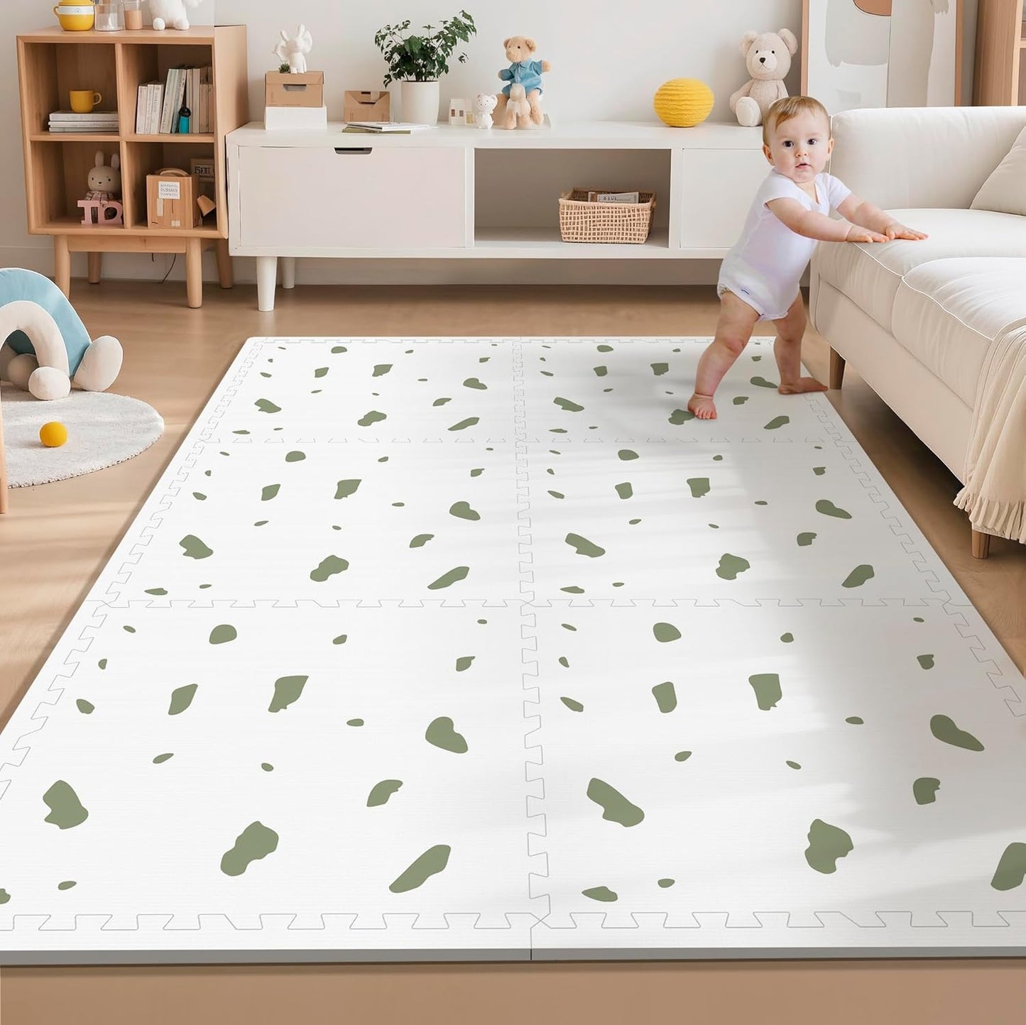 Baby Foam Play Mat-72”x 48” Baby Playmat,6-Piece Interlocking Foam Floor Tiles,Waterproof Crawling Mat,Puzzle Mat for Infants and Toddlers,Non Toxic Play Mat for Baby Tummy Time Mat(Spot)