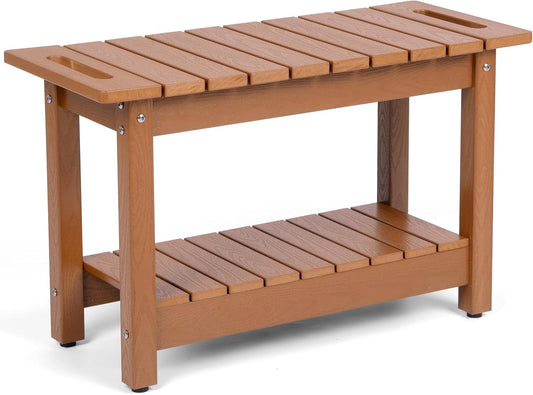 30" Shower Bench, Waterproof Poly Lumber Shower Stool for Shaving Legs, Shower Chair Seat Holds up to 400lbs, Bathroom Bench for Inside Shower, Non-Slip (Brown)