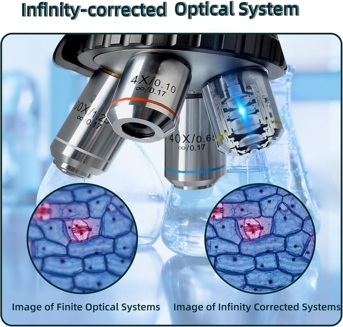 SWIFT SW400 Infinity-Corrected Trinocular Compound Microscope, 40X-2500X, Wide-Field 10X/25X Eyepieces, Infinity Achromatic Objectives, Brightfield, Double-Layer Mechanical Stage
