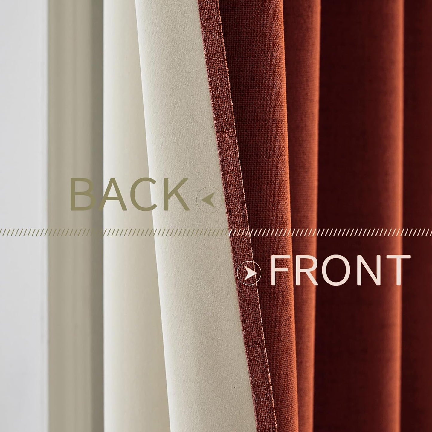 MIULEE Linen Curtains for Bedroom 100% Blackout Thermal Insulated Burnt Orange Grommet Room Darkening Curtains & Drapes Rust Terracotta Fall Decor for Living Room Nursery 52 x 54 Inch (2 Panels)