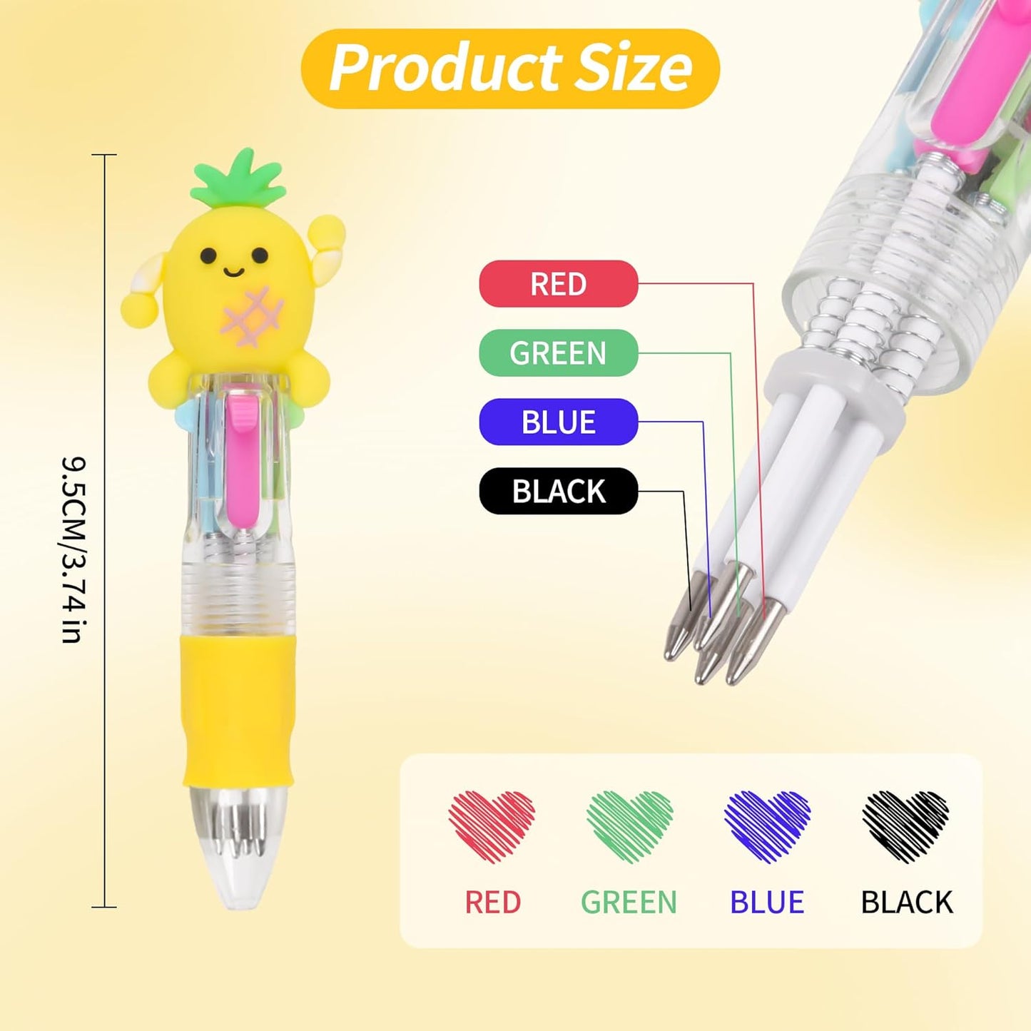 LiYiQ 50 Pcs Multicolor Pen in One Fun 4-in-1 Cute Pens Bulk Kawaii Cool Ballpoint Pens for Kids Fun Gifts (50)