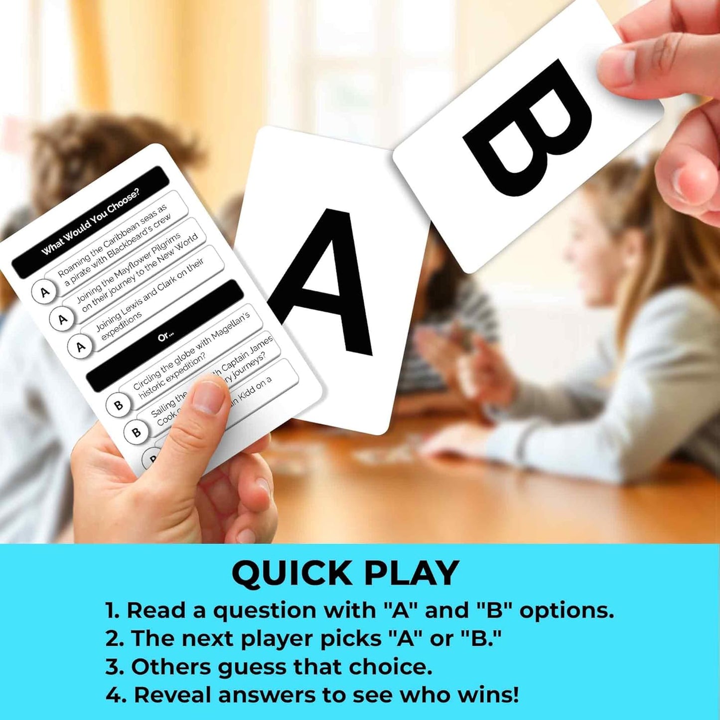 QUOKKA Board Game for 8-12 Year Olds - History Edition - Family Card Game for Kids Ages 5-8 - What Would You Choose | Pick Your Answer | Get to Know You - Fun Game Night for Boys & Girls