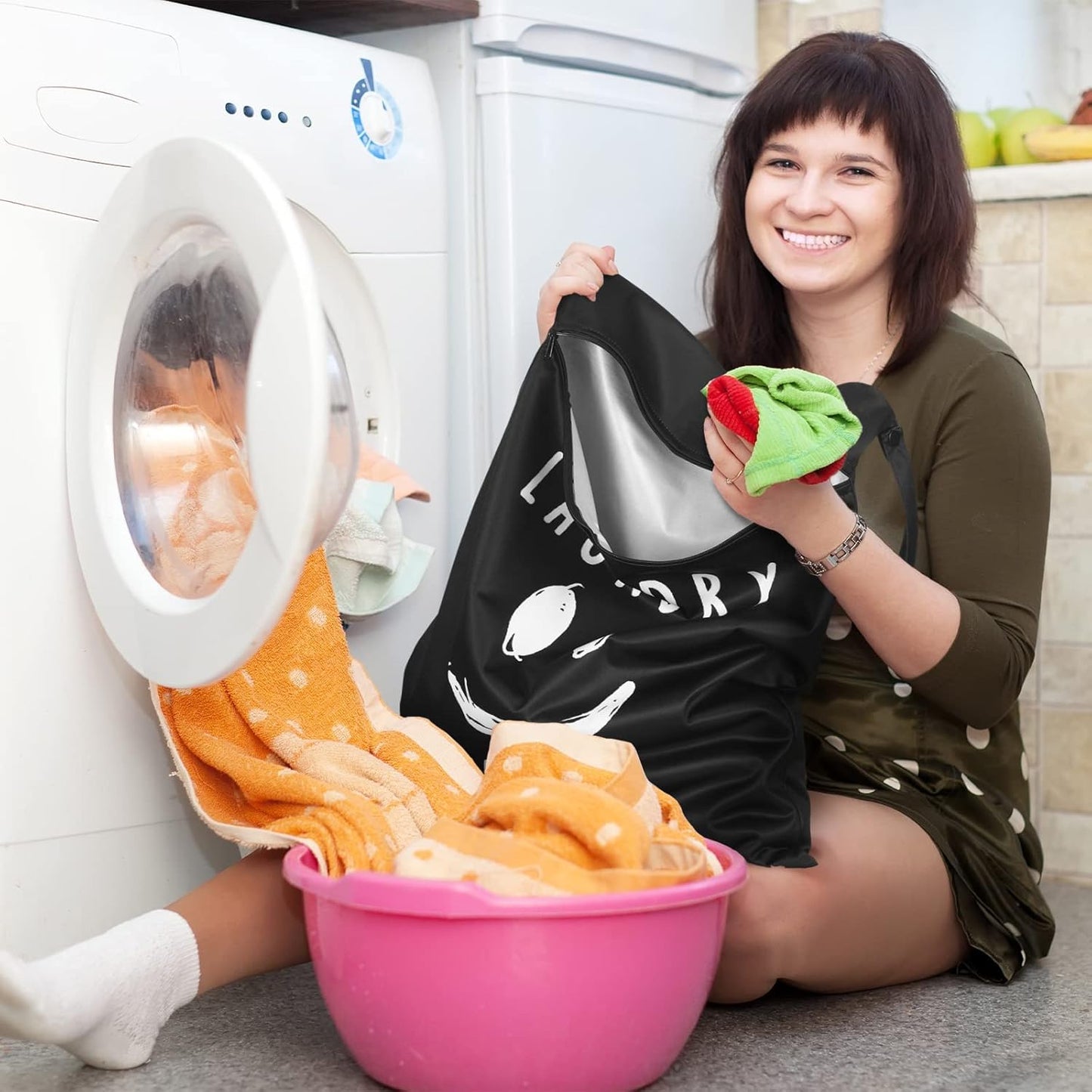 Shappy 2 Pcs Large Travel Laundry Bag Washable Waterproof Wet Dry Large Dirty Clothes Bag Bathing Workout(Cute Style)