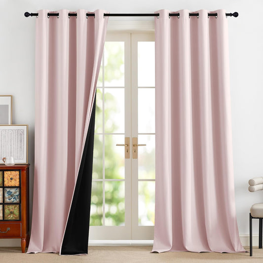 NICETOWN 100% Blackout Nursery Curtains 96 Inches Long, Thermal Insulated Window Drapes Room Darkening Curtains for Baby Bedroom with Grommet Top, 52W x 96L, 2 Panels