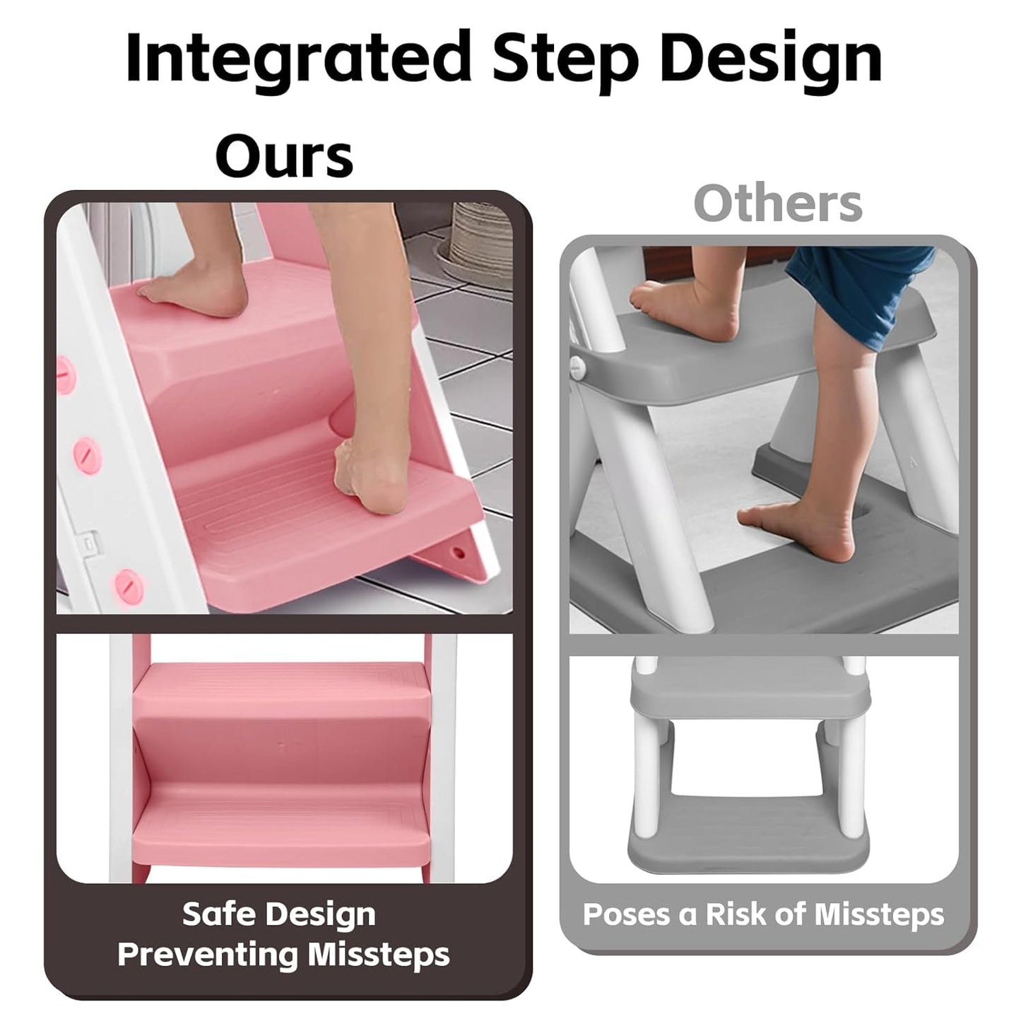 Primlect Space-Saving Potty Training Seat with Ladder, Adjustable Step and Toilet Seat Height, Top Handles for Easy Climbing, Easy to Carry, Portable Toddler Toilet Trainer for Small Bathrooms