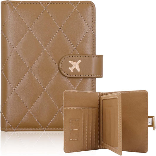 Melsbrinna Rfid Passport Holder for Travel women/Men, Cute Passport Wallet Rfid Blocking Card Slots, Rfid Passport Cover/CaseTravel Wallet, Passport Book Holder (1, LG KHAKI)