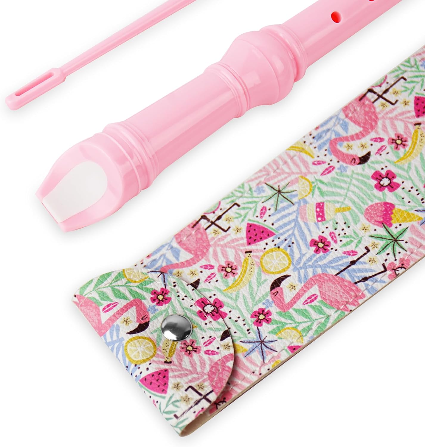 Recorder Instrument for Beginner Kids Adults,8-Hole Soprano Descant Recorder Music Flute with with Cleaning Rod & Leather Case For School Student Home Entertainment(2-Flamingo)