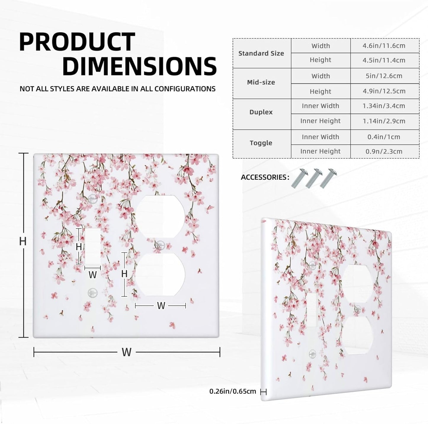 Wallplates Sakura Plant Floral Pink Flowers 1 Toggle 1 Duplex Switch Plate Electrical Gfci Faceplate Decorative Light Switch Covers For Bed Room Living Room Decor