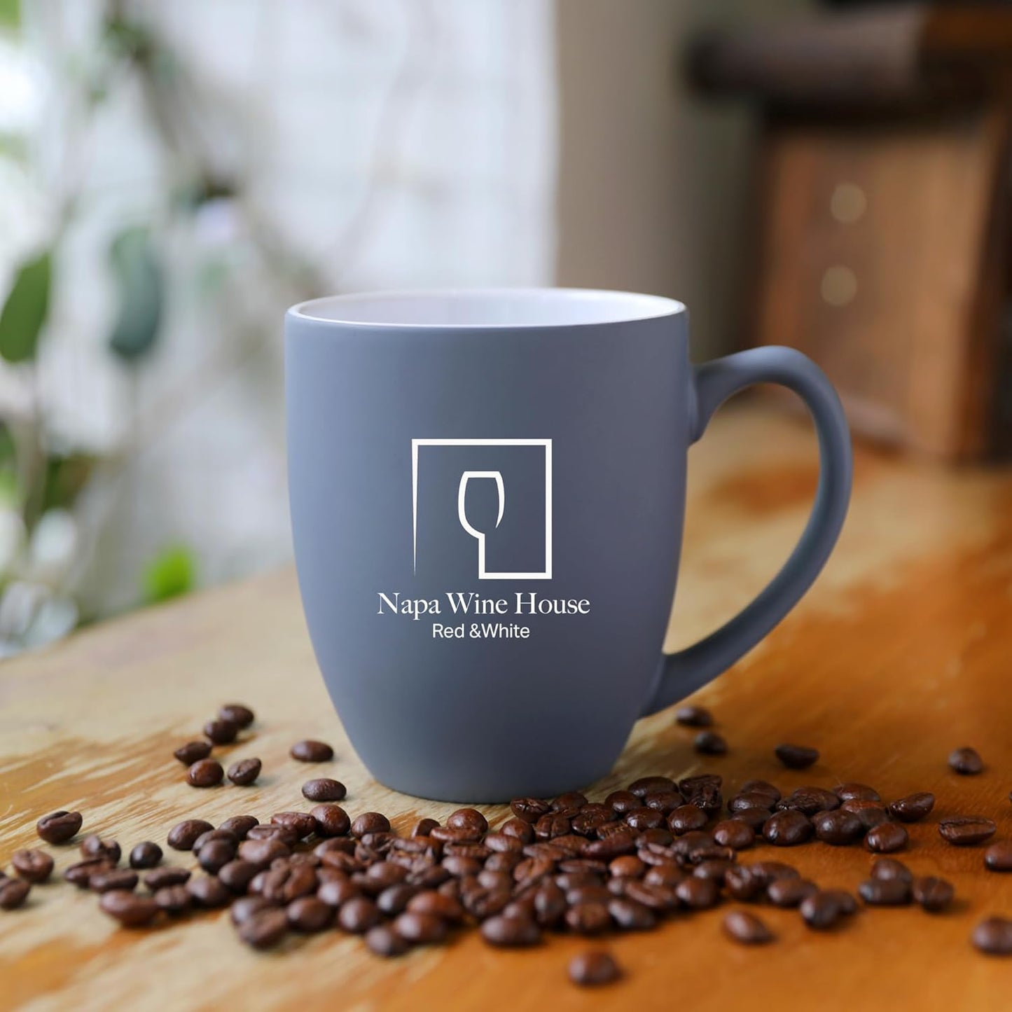 Personalized Coffee Mug Engraved with your Custom Logo - Customized Coffee Mugs, Hot Chocolate Mug, Birthday Gift, Retirement Gift (Engraved Custom Logo, Matte Grey)