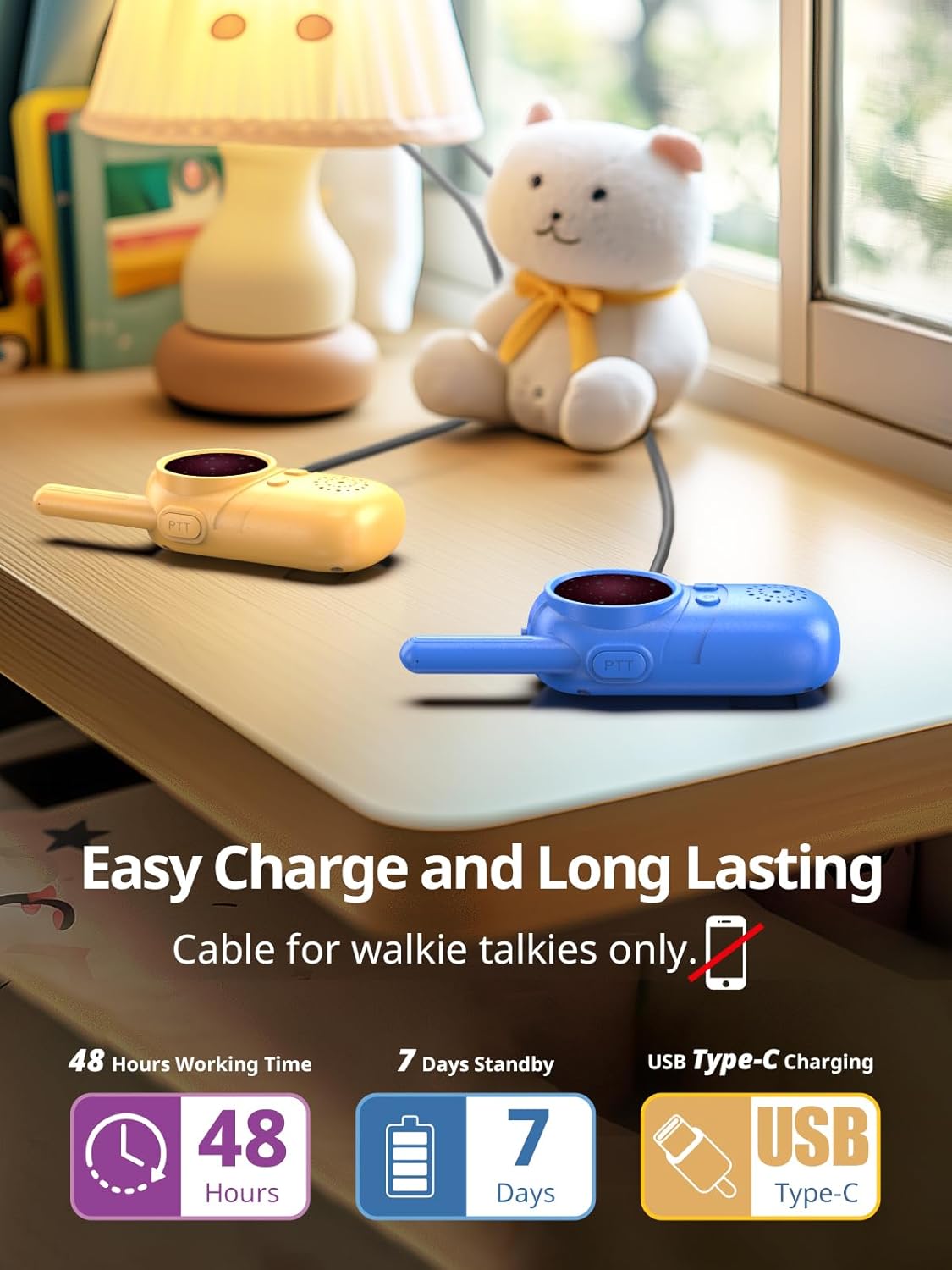 Walkie Talkies for Kids Rechargeable, 3 4 5 Year Old Boy Girl Gifts, 2 Pack Birthday Gifts for 3 4 5 6 7 8 Year Old Boys, Toddler Toys for Indoor Outdoor Games