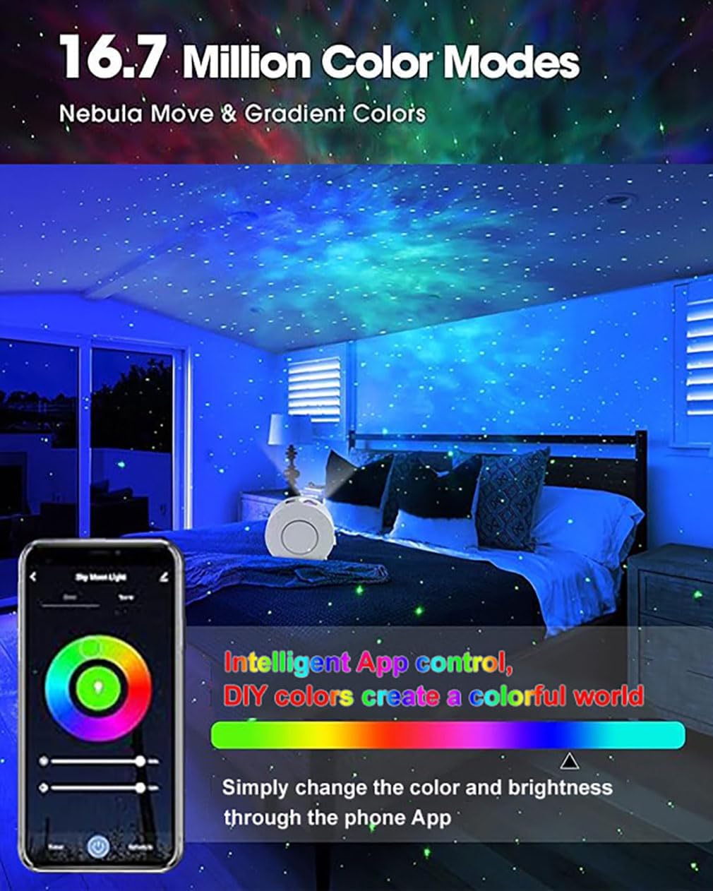 Galaxy Projector for Bedroom, Star Projector,Smart APP Control Memory Setting, Compatible with Alexa & Google Home, for Kids Adults Bedroom,Room Decor,Game Room,Party (Green Star+Remote)