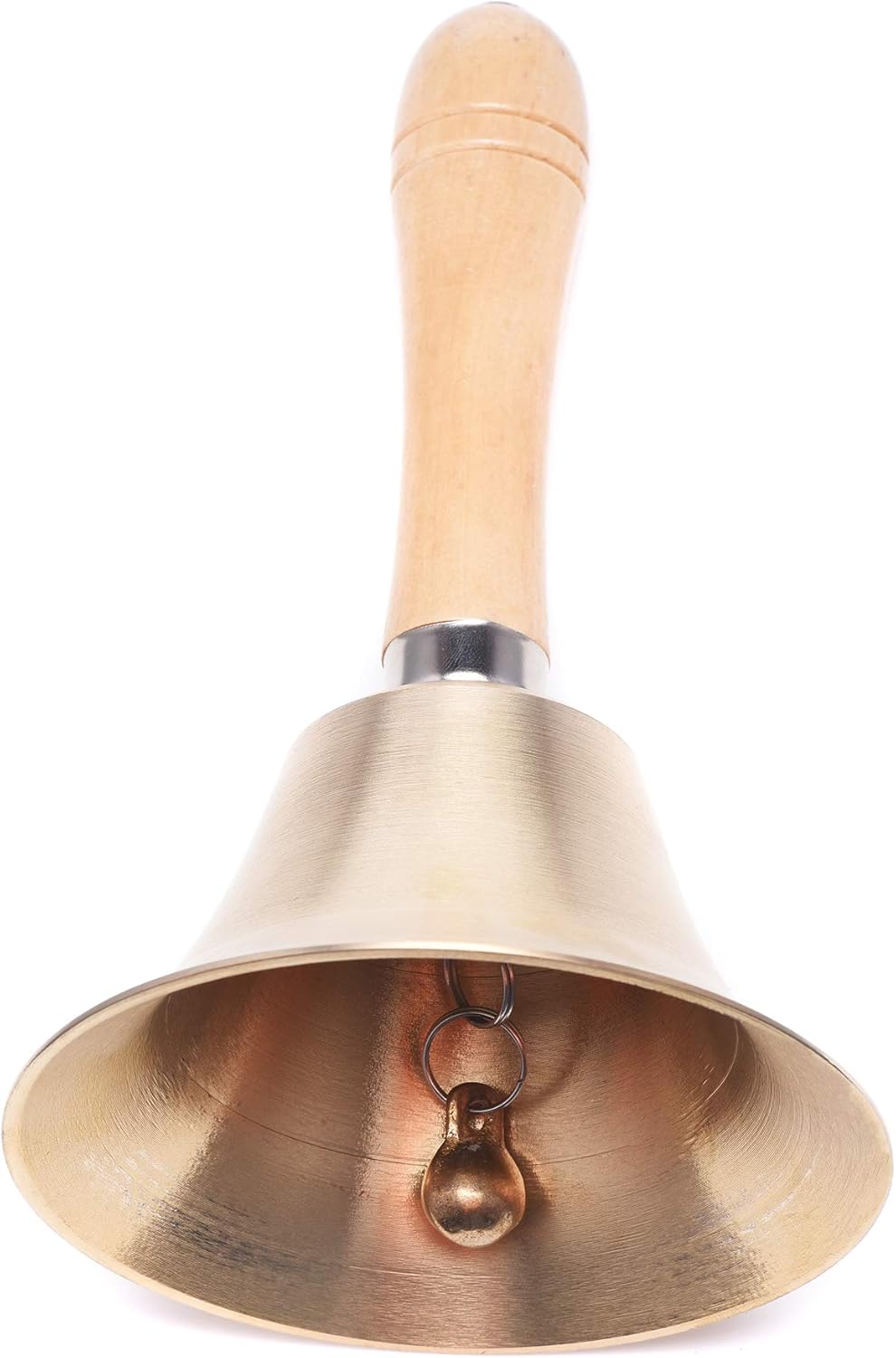 Extra Loud Solid Brass Hand Call Bell with Wooden Handle