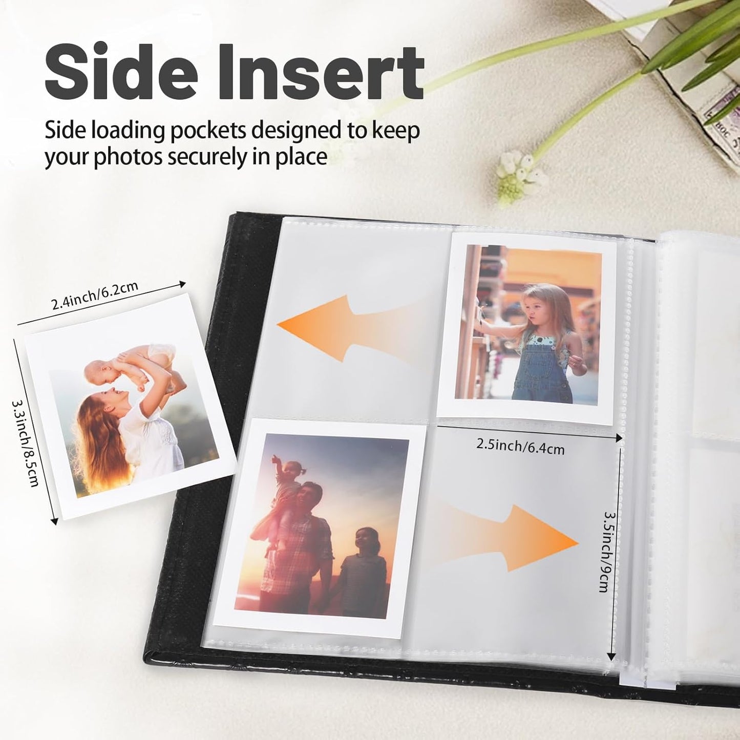 RECUTMS Polaroid Photo Album 208 Photos for Fujifilm Instax Mini Camera, 2x3 Inch Photo Album, Leather Cover with Window, for Instax Mini 12 11 9 40 90 8 7 Evo LiPlay Instant Camera (Champagne)