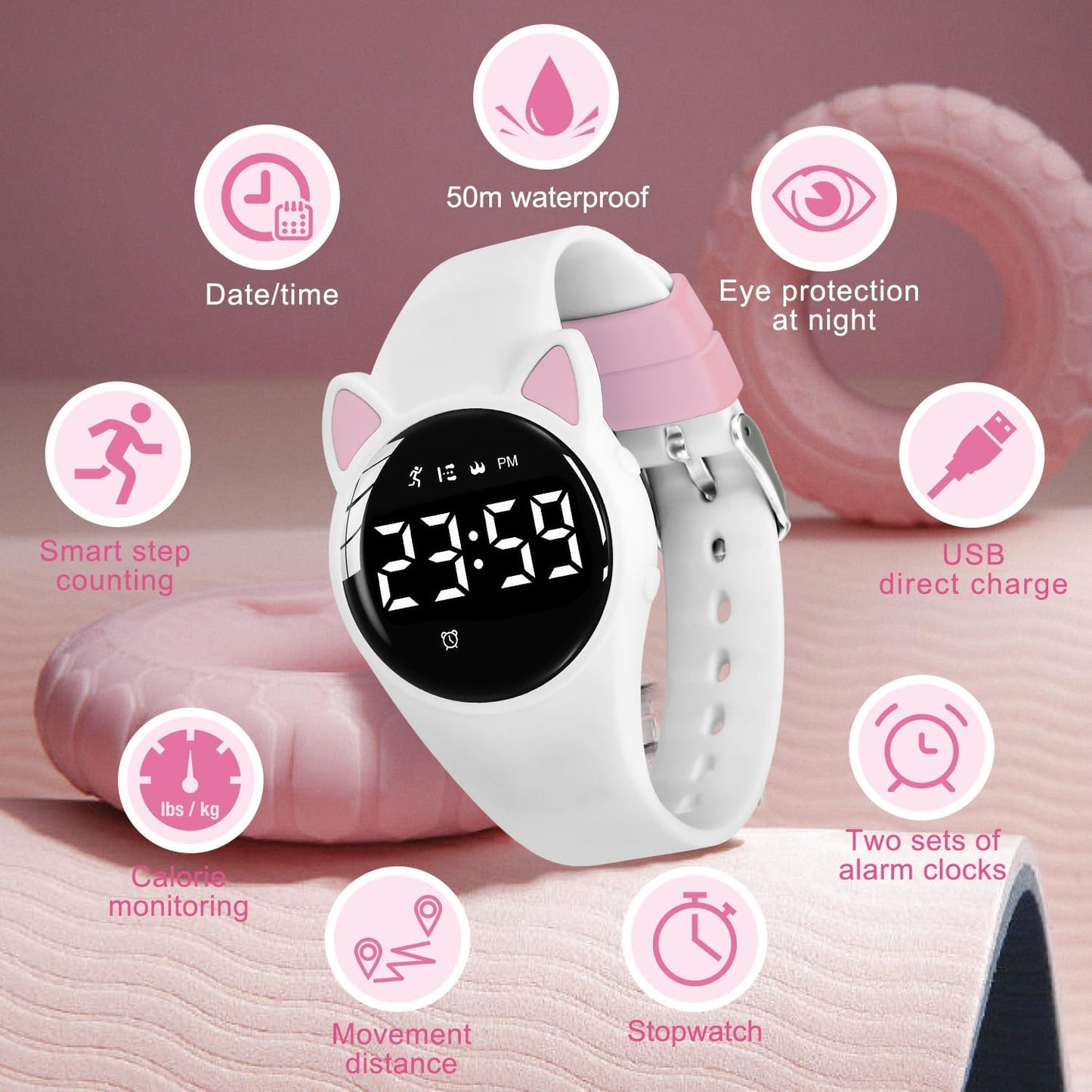 Kids Watches for Girls Boys Digital Sport Watch with Step Counter Pedometer Vibration Alarm Clock, No App Waterproof Fitness Tracker Kids Watch Boys Girls Teens Students Ages 5-16
