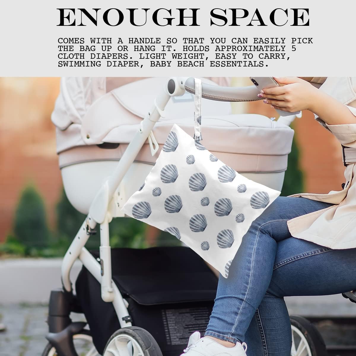 Wet Bag, Wet Dry Bag, Wet Bag for Swimsuit, Travel, Beach, Pool, Diapers, Dirty Yoga Gym Clothes, Makeup Bag, Waterproof Reusable Beach Bag Ocean Decor Starfish Sea Horse Anchor