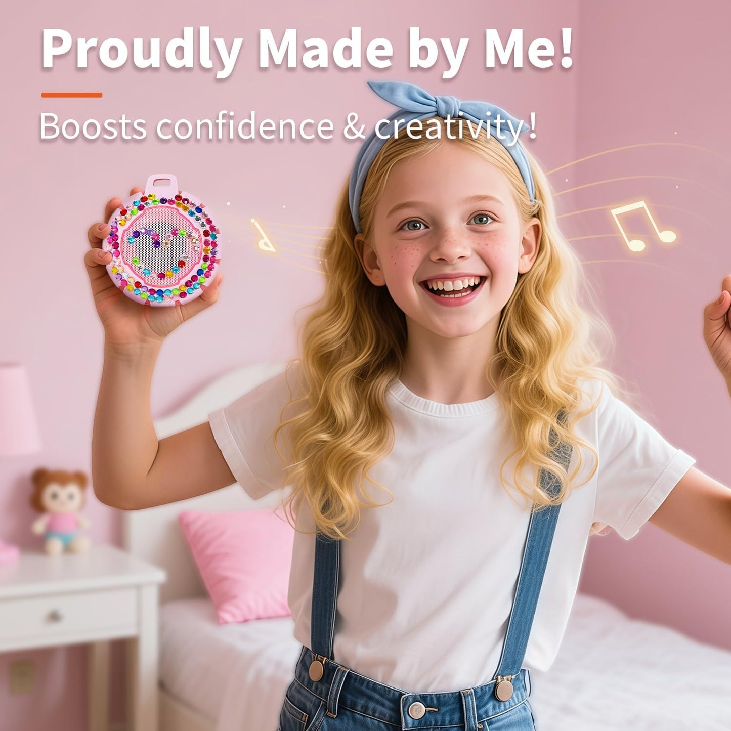 HEYSONG Bluetooth Shower Speaker + DIY Diamond Stickers – Great Gift for Girls