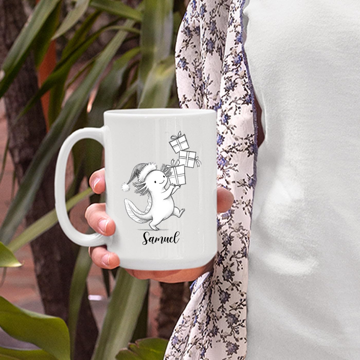 Personalized Axolotl Accent Mug Gift For Birthday Christmas, Axolotls White Coffee Cup 11 15 Oz, Custom Name Axolotl Animal Lover Coffee Mug Gift For Women Men Sister Brother, Cute Animal Travel Cup