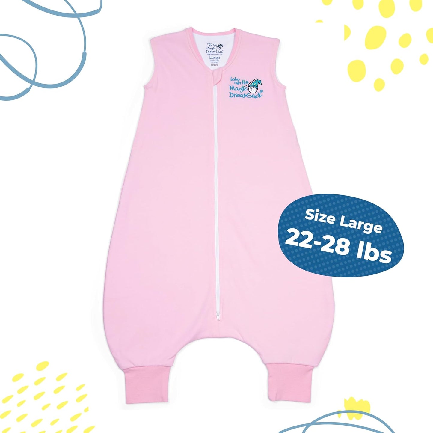 Magic Sleepsuit Baby Merlin's Cotton Baby Swaddle Transition Product - Soft and Cozy Design, Double Zipper for Easy Diaper Changes, Promotes Safe Sleep, 3-6 Months - Navy Blue - Large 18-21lbs