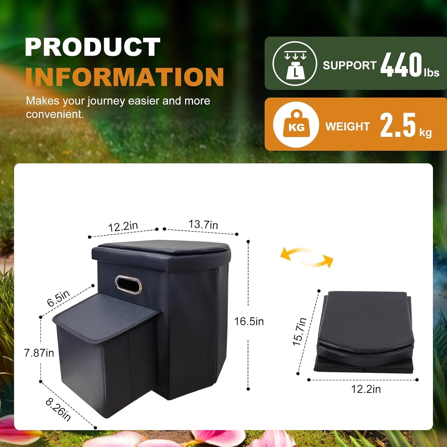 Upgrade XL Portable Toilet for Adults, Extra Large Portable Travel Floding Toilet, Camping Tall Toilets with Lid for Adults and Kids Compact Potty for Car,Hiking,Beach and Camping