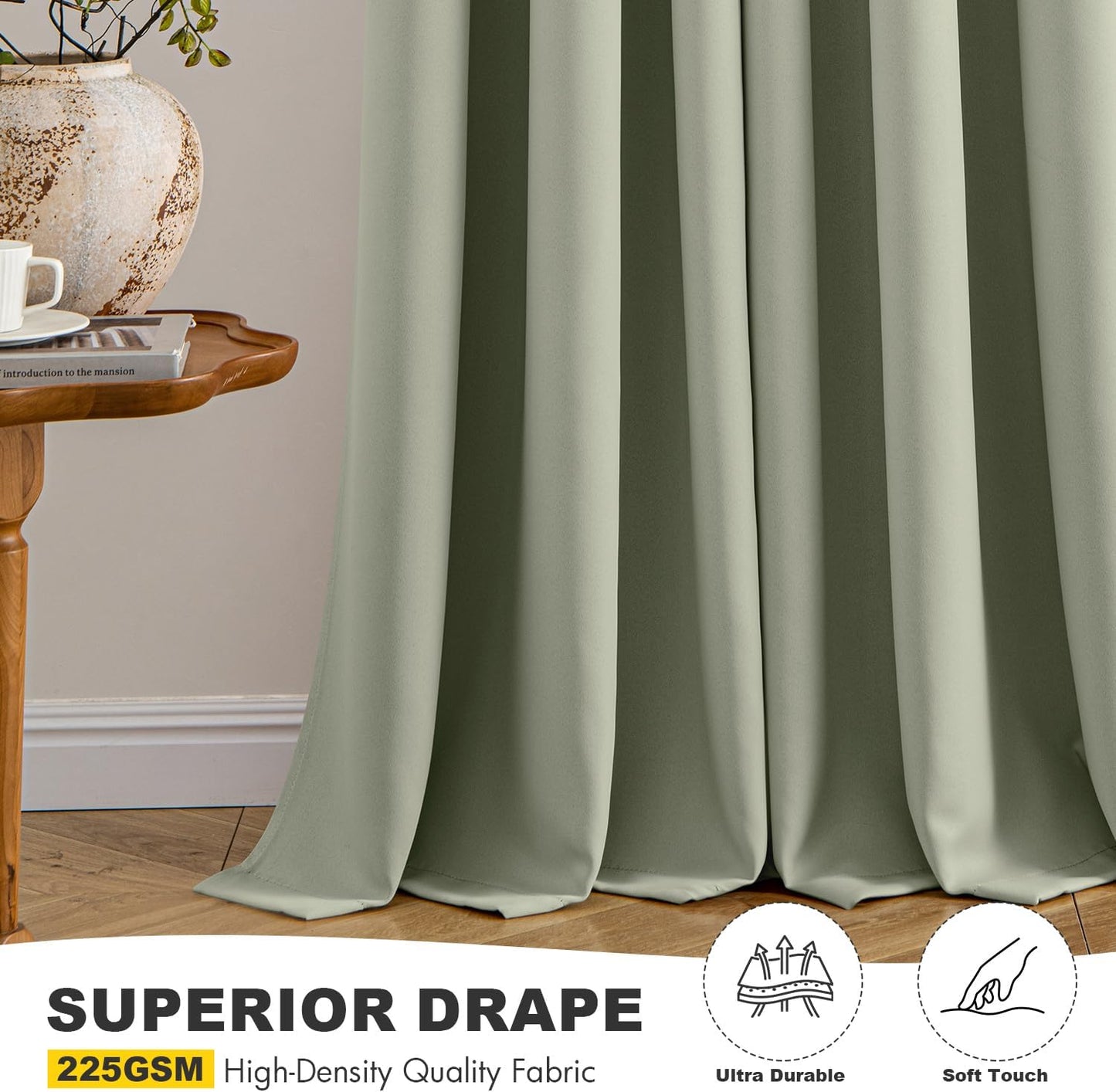 MIULEE Short Curtains for Windows - Sage Green Blackout Half Window Curtains Thermal Insulated Privacy Drapes for Kitchen Bedroom Bathroom Grommet Top Small Basement Tiers W40 x L36 Inch 2 Panels