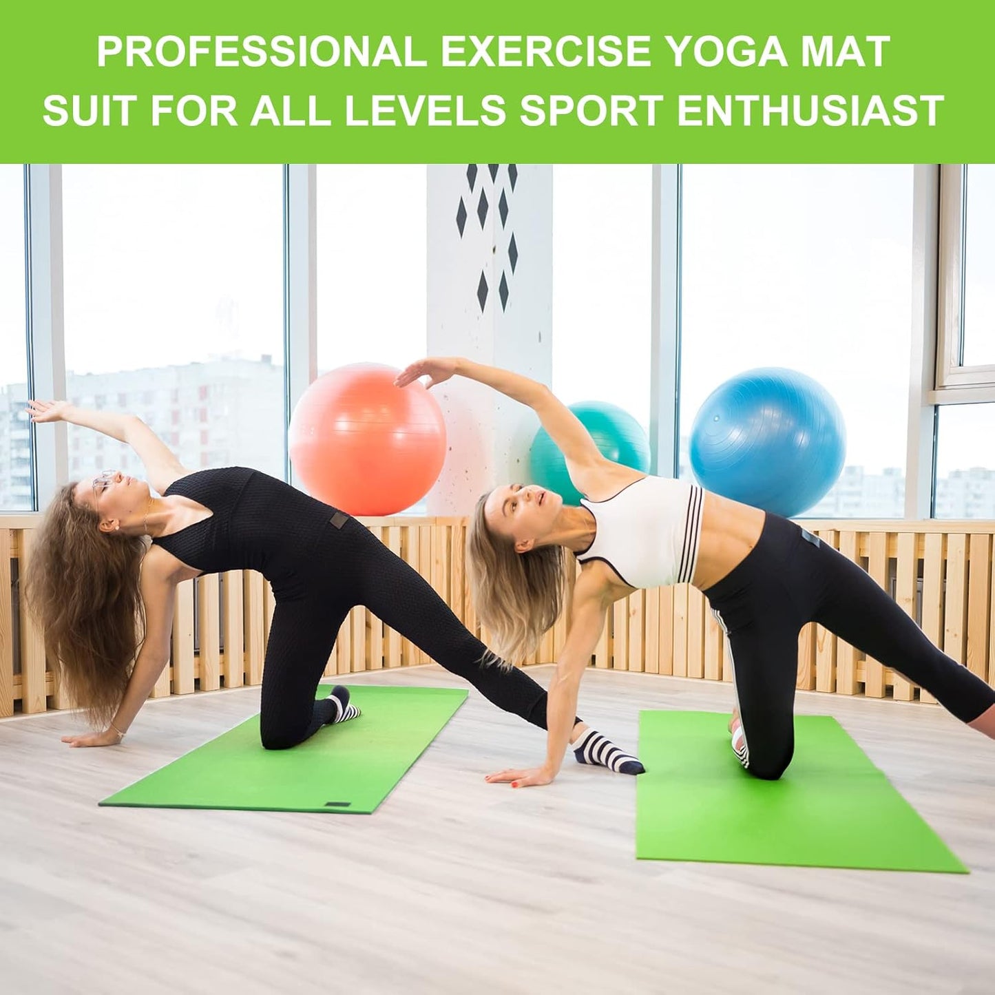 Funtery 16 Pack 3 mm Thick Yoga Mat Exercise Workout Mat Non Slip Fitness Pad for Women Gym Home Yoga Pilates