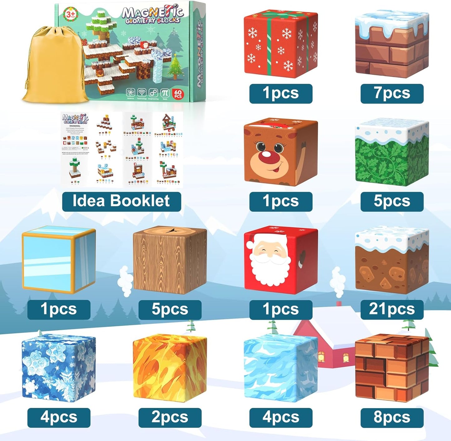 Magnetic Blocks Kids Toys for Boys and Girls 3-5 5-7 Year Old, STEM Magnet Building Cubes for Toddler, Sensory Montessori Educational Toy for Children Development and Creativity