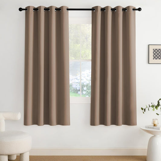 NICETOWN Cappuccino Blackout Curtains for Bedroom 72 inches Long, Thermal Insulated Grommet Curtains for Living Room, Noise Reducing Window Treatment Drapes for Nursery, Laundry, 2 Panels, W52