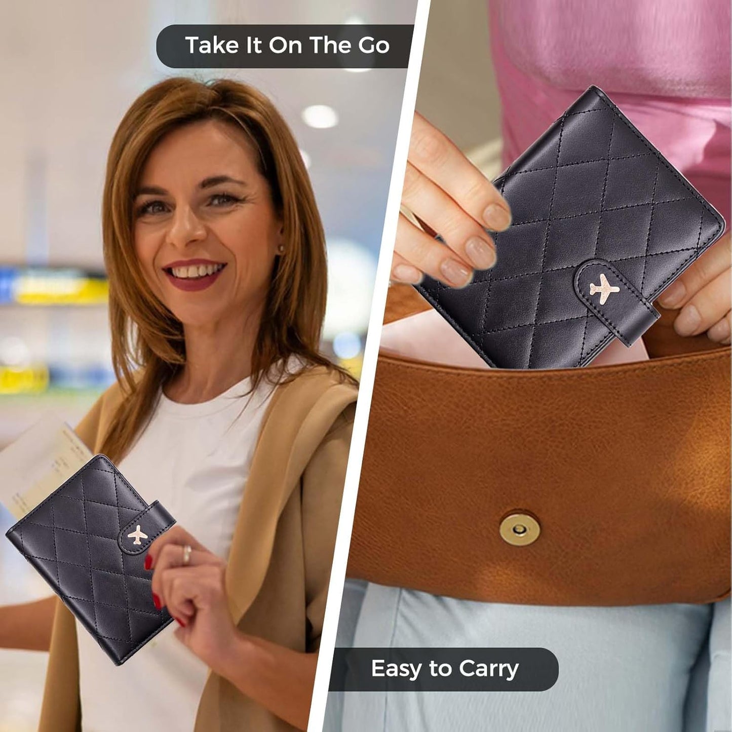 Melsbrinna Rfid Passport Holder for Travel women/Men, Cute Passport Wallet Rfid Blocking Card Slots, Rfid Passport Cover/CaseTravel Wallet, Passport Book Holder (1, LG BLACK)