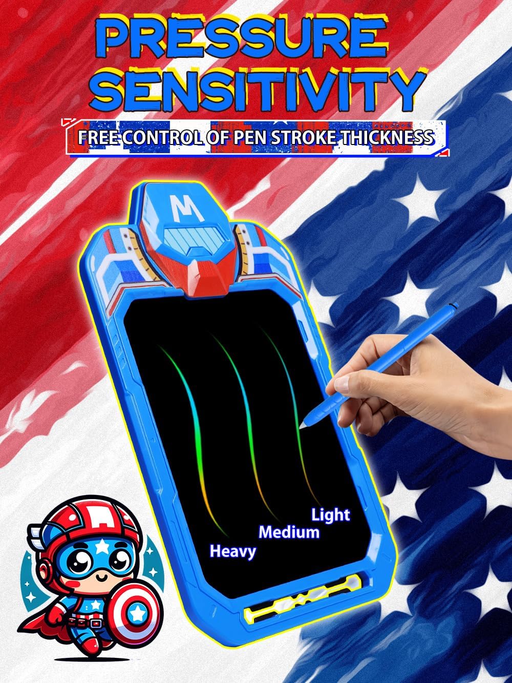 LCD Writing Tablet for Kids 10 Inch Mech Iron Hero for Toddler 2 3 4 5 6 - Paint, Doodle Board, Drawing Pad - Travel Toys, Road Trip Car Activities, Birthday Christmas Gift Boys & Man