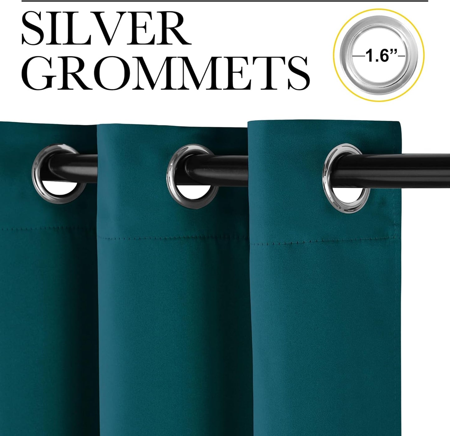 NICETOWN Teal Blackout Curtains 84inch Length 2 Panels Set, Grommet Chic Thermal Insulated Room Darkening Window Treatments for Bedroom/Living Room, W52 x L84