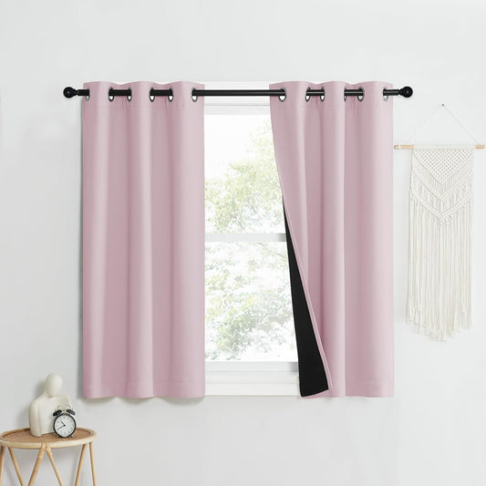 NICETOWN 100% Blackout Window Curtain Panels, Heat and Cold Blocking Drapes with Black Liner for Nursery, 50" Thermal Insulated Draperies (Lavender Pink, 2 Pieces, 37" Wide Each Panel)
