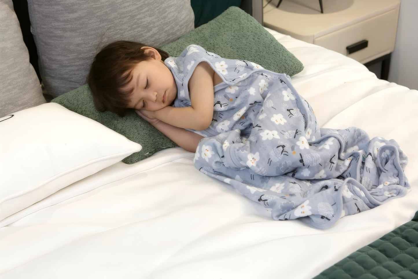 Baby Sleep Sack 2-4 T Baby Wearable Blanket 100% Organic Cotton 0.5 TOG Toddler Sleep Sacks 2- Way Zipper Soft 4 Layers 2T 3T 4T Sheep