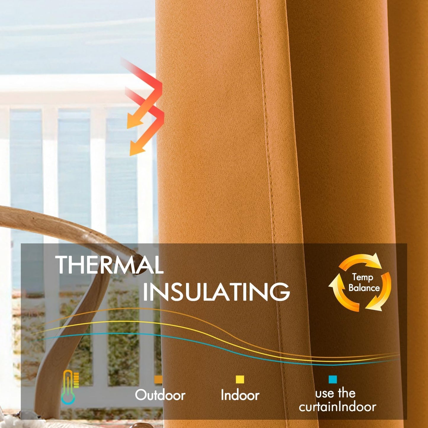 ANRODUO Back Tab Blackout Curtains for Bedroom Living Room, Rod Pocket Pinch Pleated Thermal Insulated Room Darkening Curtains 72 Inches Long 2 Panels, Mustard Yellow, 42 x 72 Inch