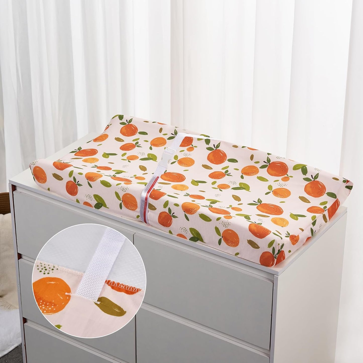 TILLYOU Baby Changing Pad Cover, Changing Table Cover for Girls Boys, Ultra Soft Breathable, 2 Pack Orange Flavour & Orange