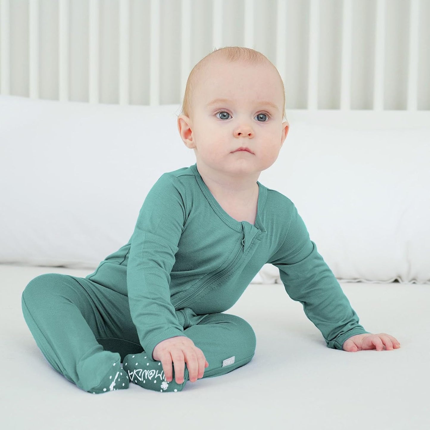 Baby Bamboo Rayon Romper Infant Footies Long Sleeve Double Zipper Outfits 2-Pack One-Piece Jumpsuits