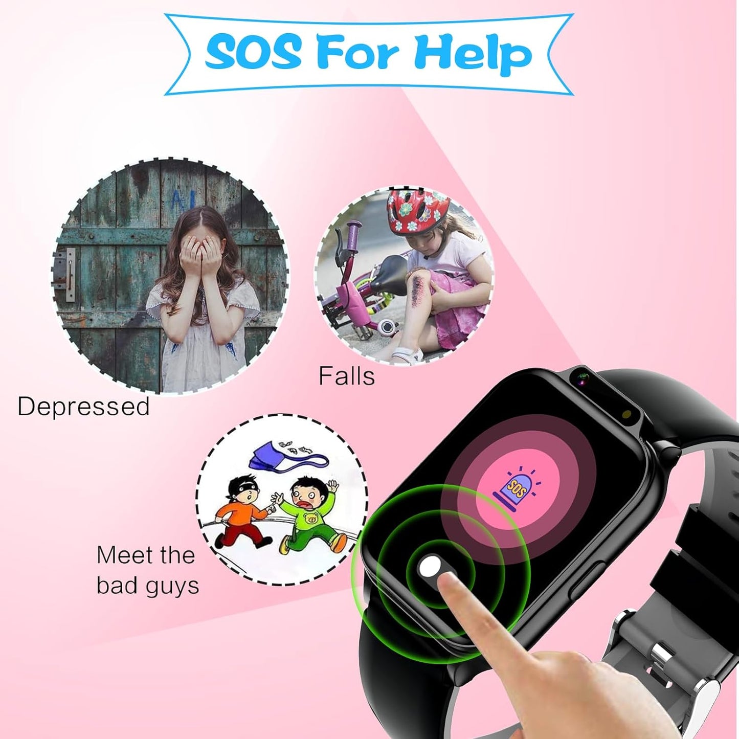 1.85" Kids Watch, AI(Translation/Q&A/Watch Face/Image Recognition)Smartwatches with Heart Rate,Sleep Monitor,Video Music Pedometer,NO APP/Phone, Gifts for 3-12 Years old Boys Girls(Built-in AI, Black)