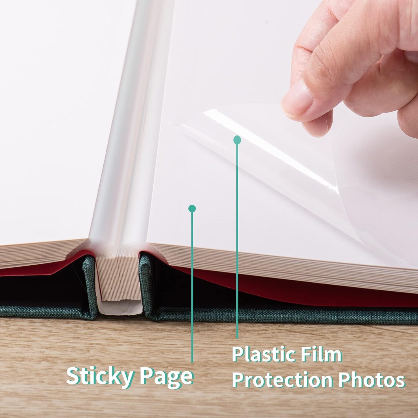 Photo Album - Self Adhesive Scrapbook with Magnetic Linen Cover, 30 Blank Pages for Family, Wedding, Birthday, Christmas, Anniversary (Dark Green)