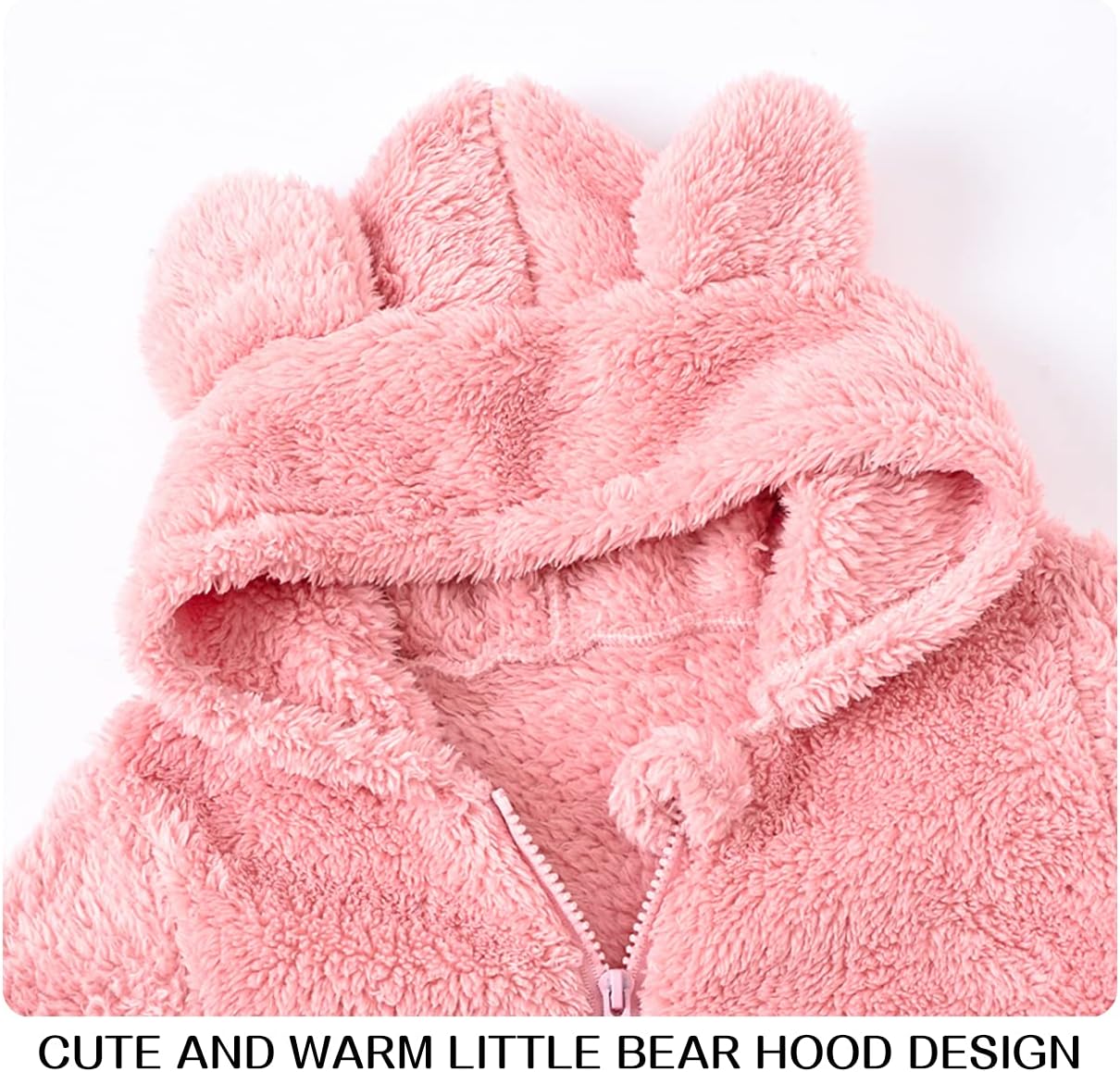 Baby Fleece Jumpsuits Infant Bear Ear Snowsuit Newborn Hooded Romper Warm Coat