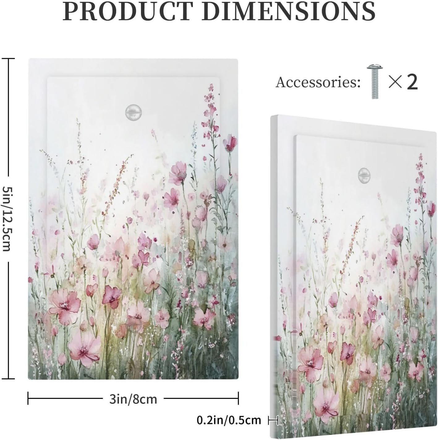 Light Switch Cover Plate Wildflower Botanical Watercolor Floral 1 Gang No Device Blank Electrical Wall Plates Faceplate Decorative Switch Plate For Bed Room Living Room Decor