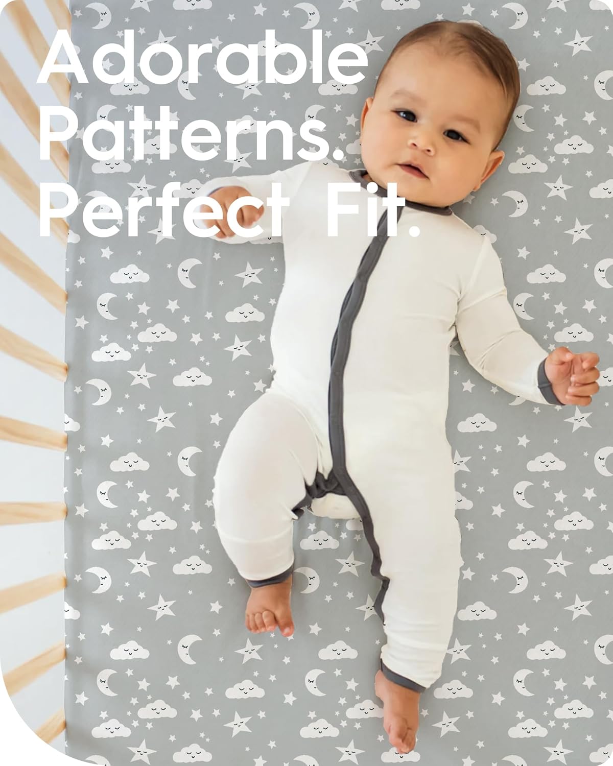 Crib Fitted Sheet Star, Super Stretchy Jersey Crib Sheets, Buttery Soft Boy Crib Mattress Sheets, Ultra Breathable Baby Bed Sheets 28x52x9 Extra Deep Pocket, 2 Pack