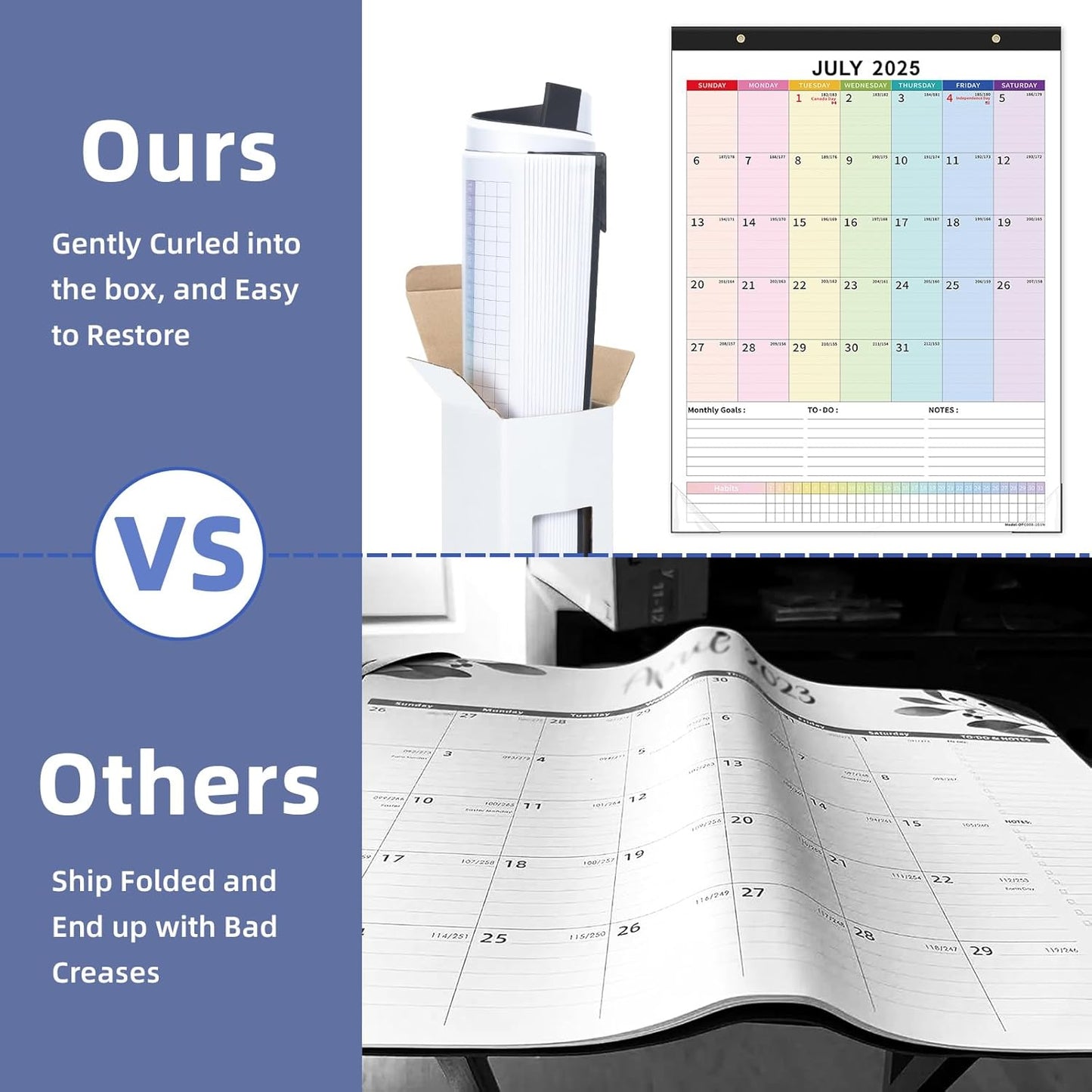 Ospelelf Large Wall Calendar 2025-2026 Calendar 22'' x 17'' Monthly Desk Calendar 18 Month Family Calendar, Use July 2025 - Dec 2026, Multicolor