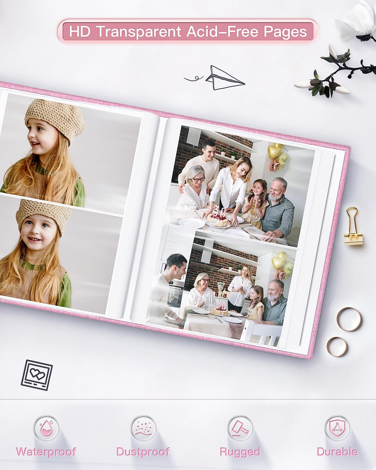 popotop Photo Album 4x6-200 Photos Photo Books with 200 Horizontal Pockets,Linen Cover Albums for Family Wedding Anniversary Baby Vacation Pictures